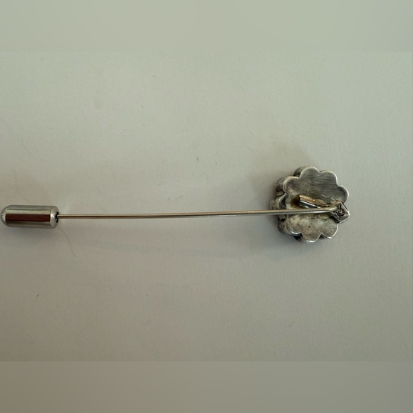 Vintage Zuni Sunface Inlay Flower Stick Pin Coral Turquoise MOP Native American - Picture 6 of 10